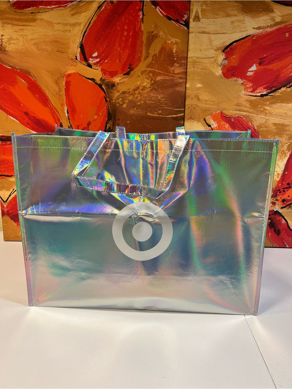 Target Holographic Shimmer Tote Bag - Silver Rainbow